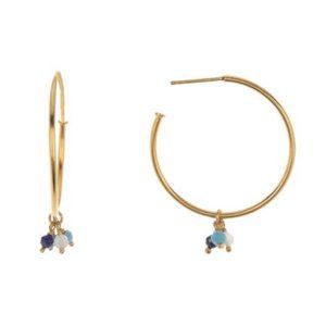18K Gold Plated SS Beaded Cluster Hoop Earrings